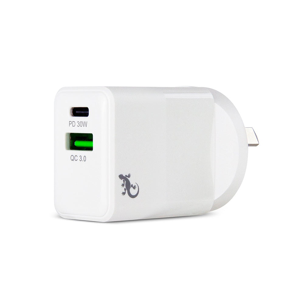 Dual USB-C PD 30W QC3.0A - White